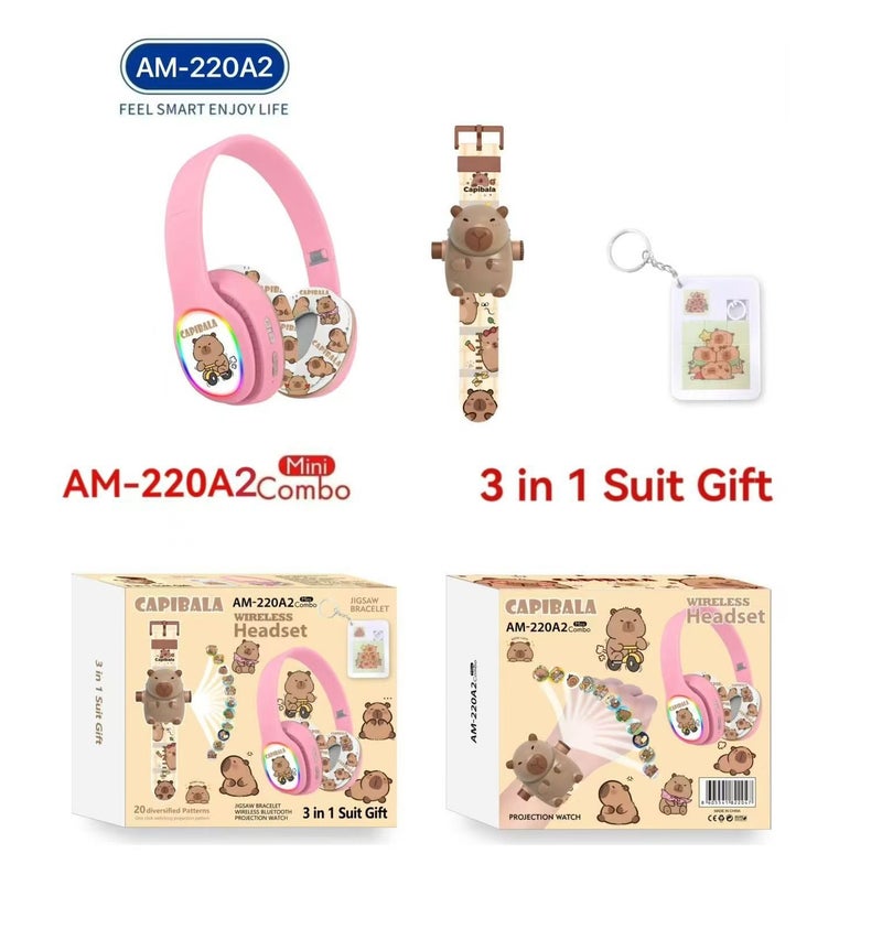 Kids Bluetooth Headset with 3-in-1 Gift Set 【Kids Bluetooth Headset】 + 20-Style Projector Clock + Keychain; A Special Gift for Girls - Image 4