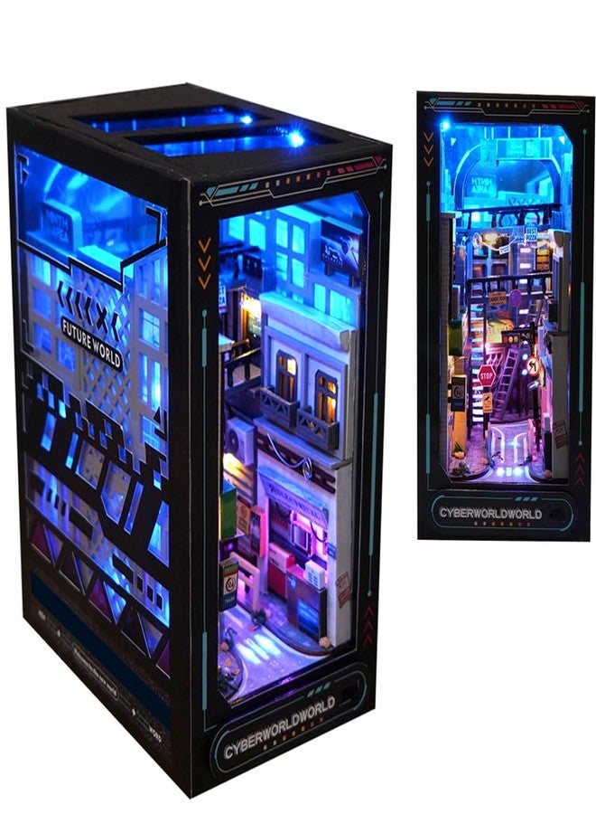 Montidey DIY Dollhouse Booknook Bookshelf Insert Decor,DIY Book Nook Kit, 3D Wooden Puzzle with LED Lighting Book Nook Bookshelf Insert Wood Bookend Model Building - Image 1