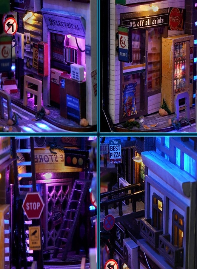 Montidey DIY Dollhouse Booknook Bookshelf Insert Decor,DIY Book Nook Kit, 3D Wooden Puzzle with LED Lighting Book Nook Bookshelf Insert Wood Bookend Model Building - Image 5