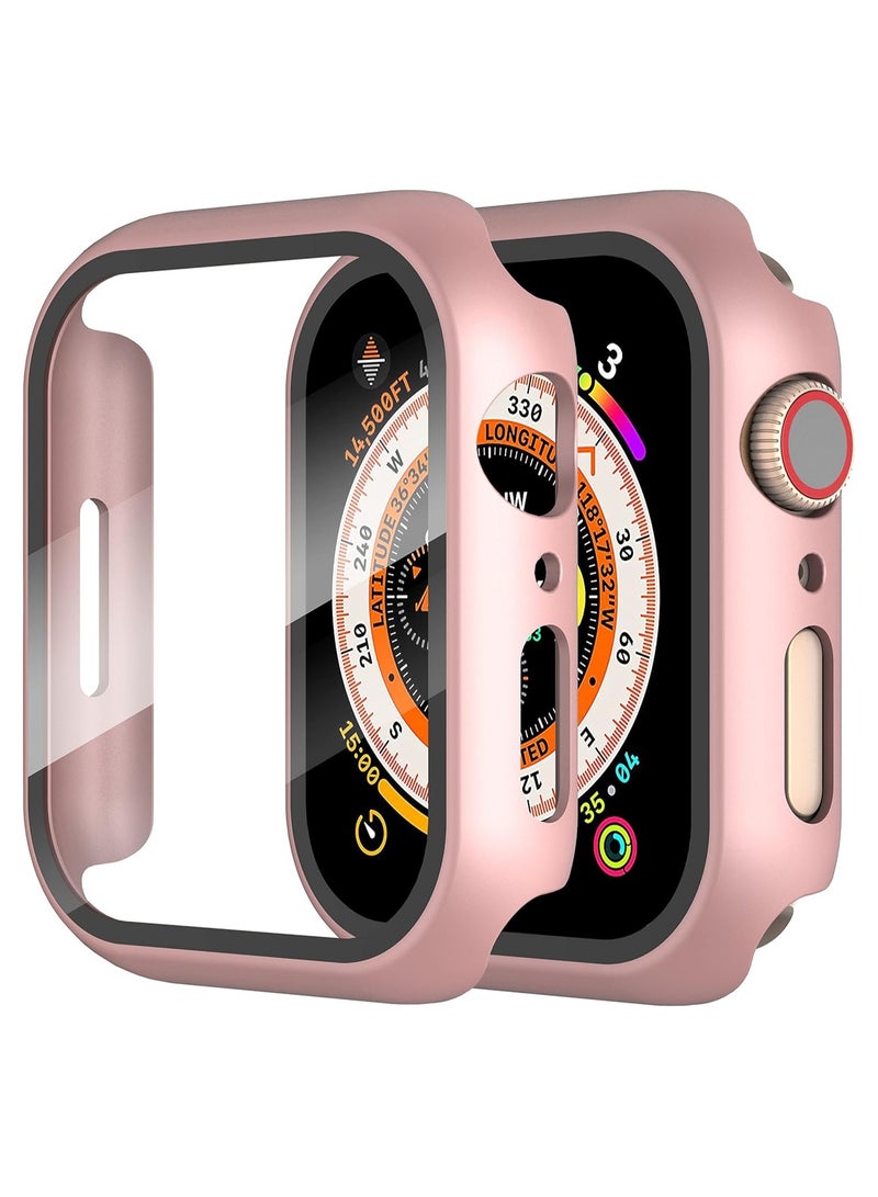 FARROBIZZ 2-Pack for Apple Watch Series 9/8/7/6/5/4/Series SE/SE 2  in mm All-around Screen Protector Case, Tempered Glass Screen Protector Case Ultra-thin for iWatch in mm Protection Cover - Clear - Image 1