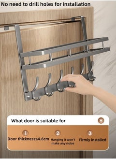 MLADEN Over the Door Hook Hanger Rack with 5 Hooks and Storage Basket,Towel Rack Silent Super Load-bearing Over the Door Hanger,Versatile Door Hanger for Coats,Robe,Towels, Bags, Keys - Ideal for Bathroom, Bedroom, Behind Back of Door, Black,43x10x28cm  - Image 4