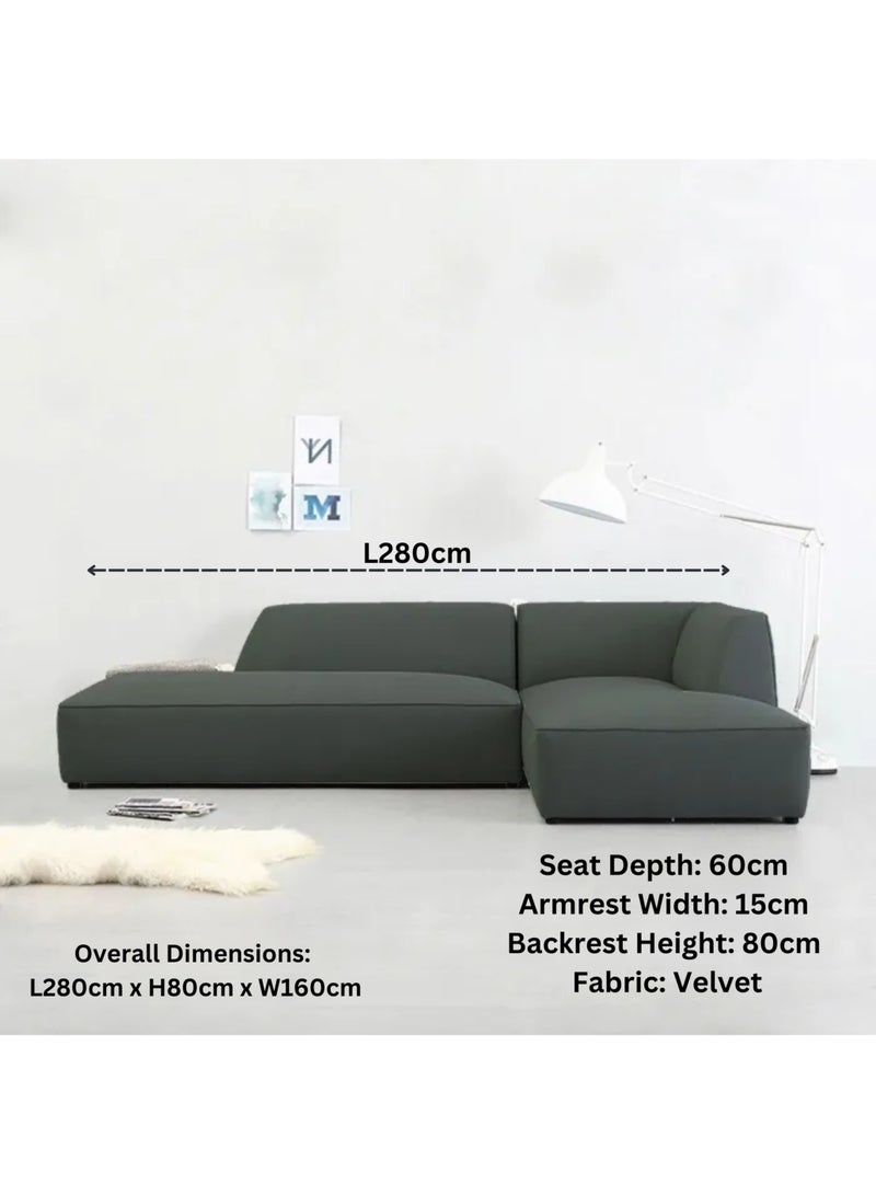 Karnak Arwa L-Shape Sectional Velvet Sofa - mint green - Image 2