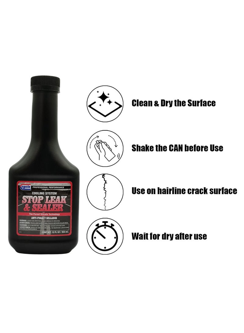 cyclo Combo - Buy 2pcs CYCLO Cooling System Stop Leak & Sealer 354ml – Radiator Leak Repair Additive for Cars, SUVs, Trucks – Fast Seal Cracks & Holes, Anti-Foam, Silicate Based, Cooling System Maintenance Fluid, C52 - Image 4