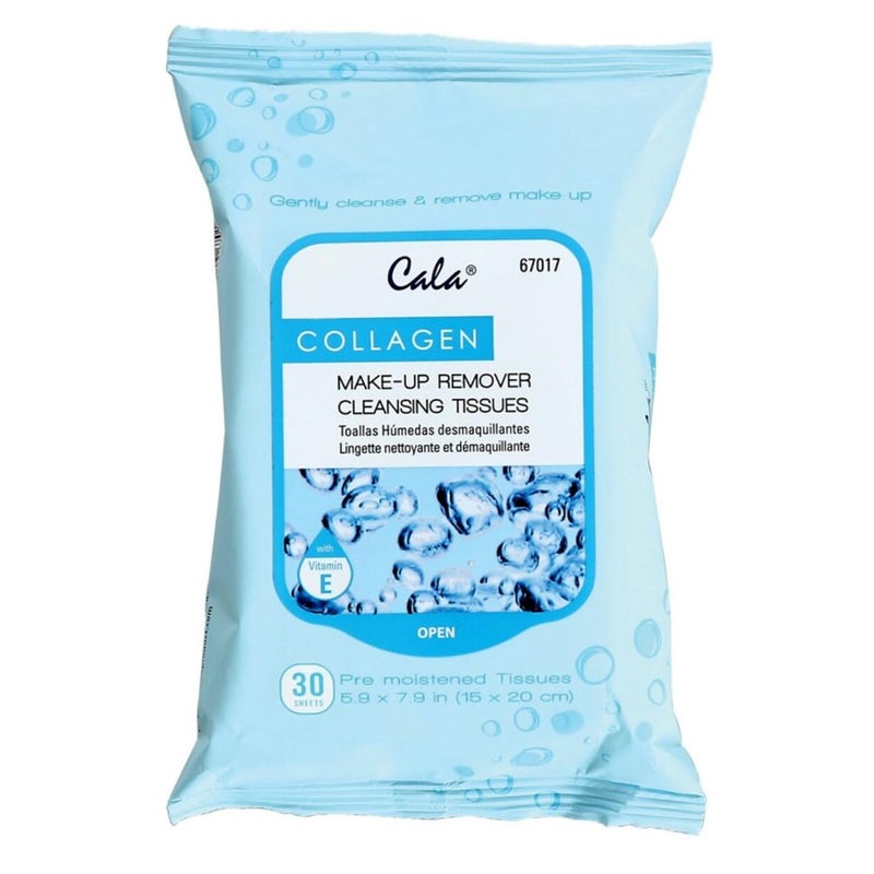 Cala Collagen make-up remover cleansing tissues 30 count, 30 Count