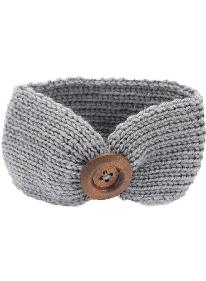 Qandsweet QandSweet Baby Turban Head Wrap Headbands Girl Knitting Button Hairbands - Image 3