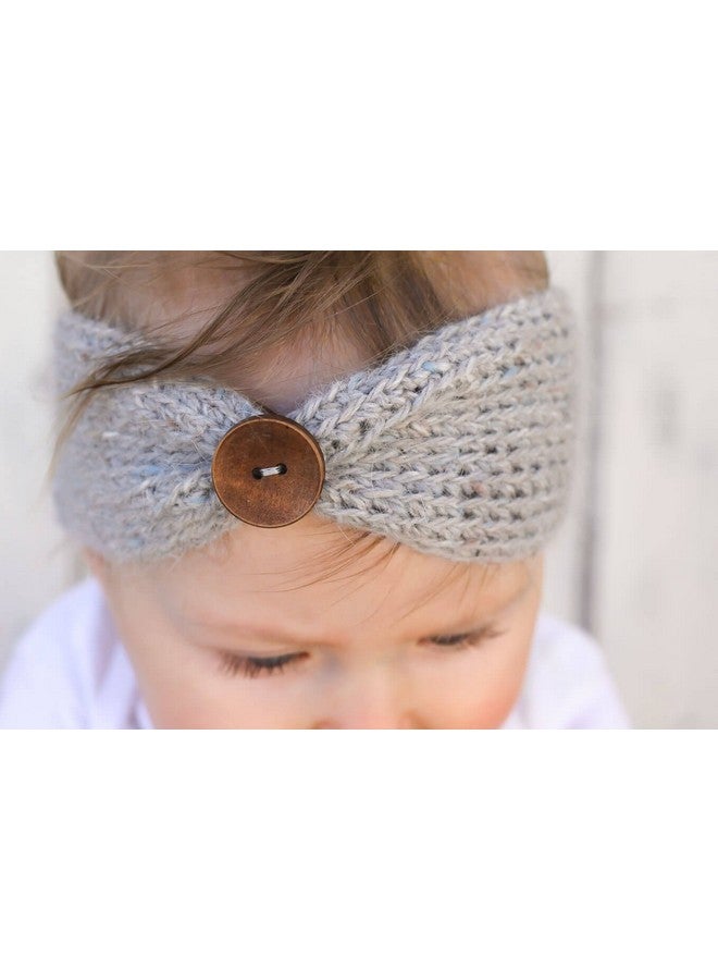 Qandsweet QandSweet Baby Turban Head Wrap Headbands Girl Knitting Button Hairbands - Image 2