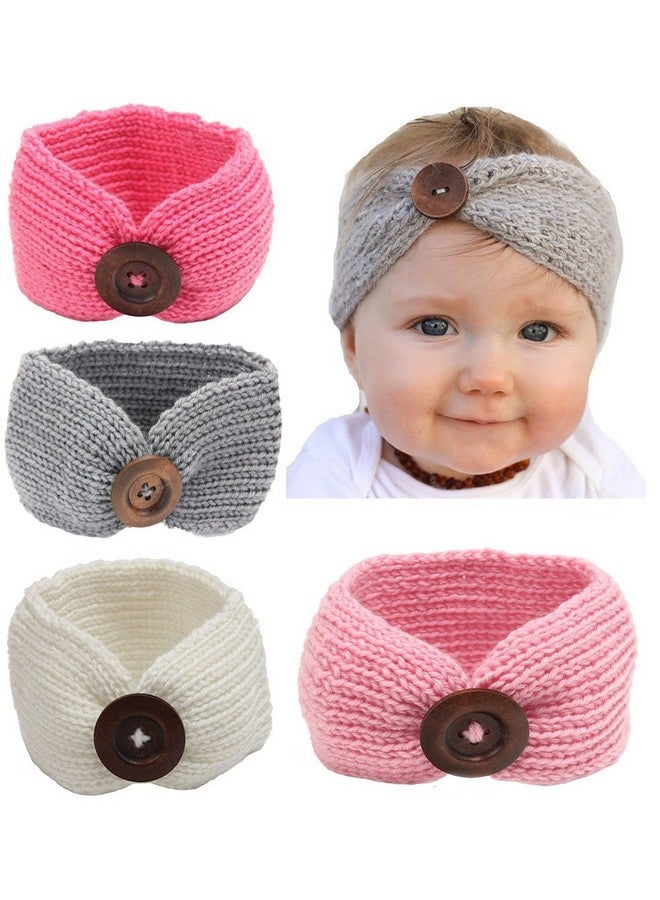 Qandsweet QandSweet Baby Turban Head Wrap Headbands Girl Knitting Button Hairbands - Image 1