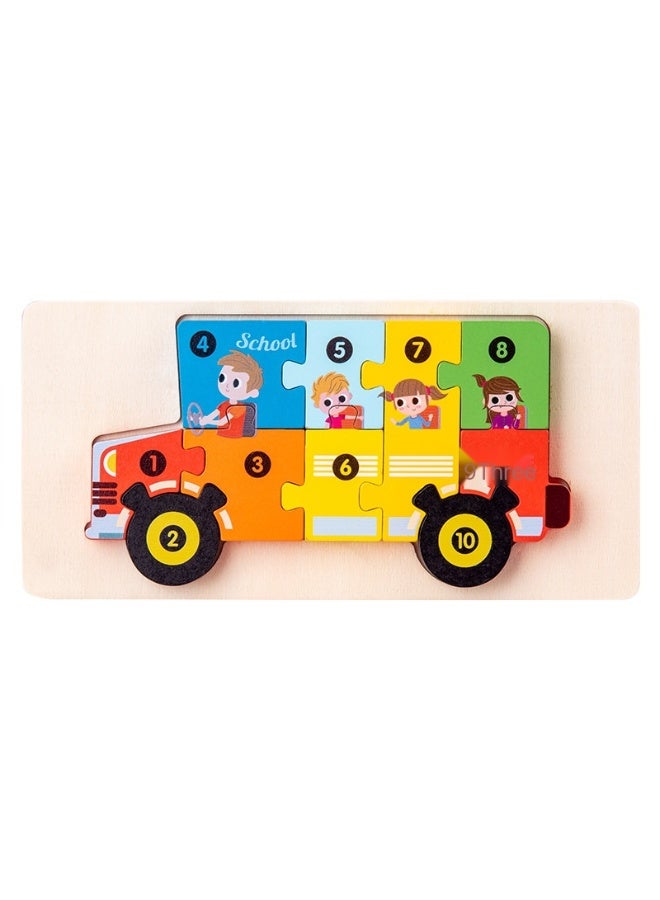 ألغاز خشبية ثلاثية الأبعاد للأطفال لتعزيز التعلم المبكر بأشكال حيوانات وسيارات وغيرها - Image 1