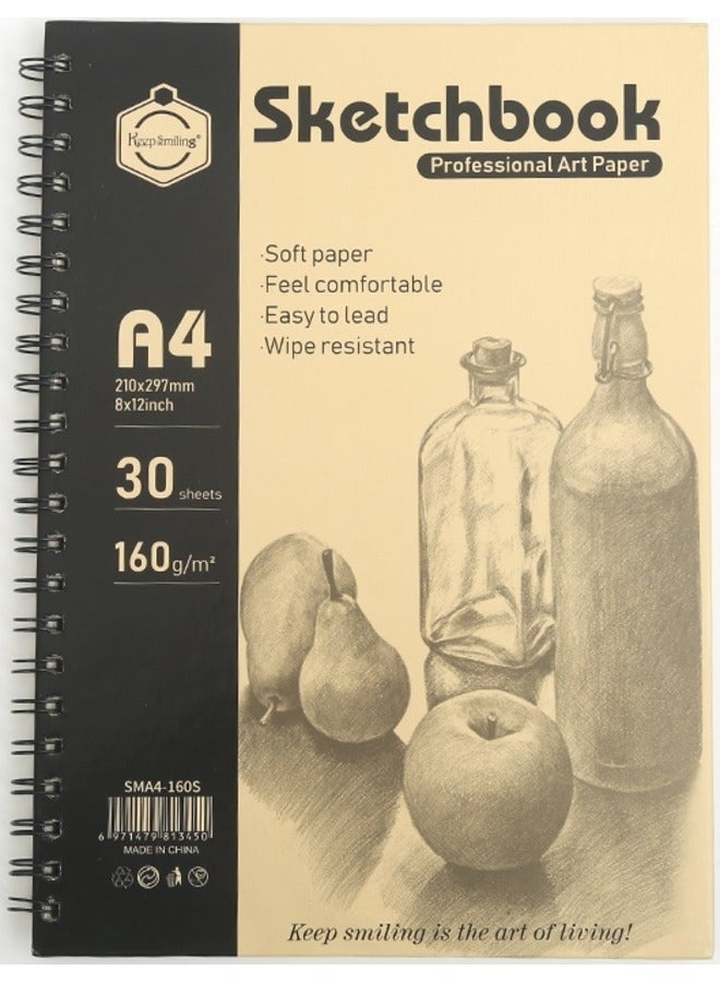 Keep Smiling Professional Spiral Sketchbook Beige A4 30 Sheets 160gsm HA-769 - Image 1