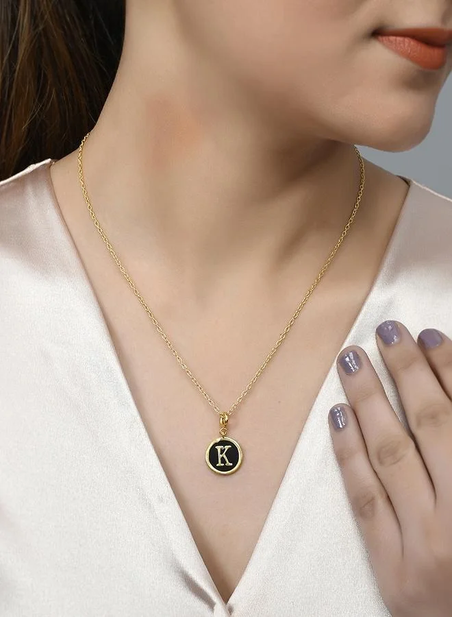 VOYLLA Valentine's Day Collection Alphabet K Black Enamel Charm