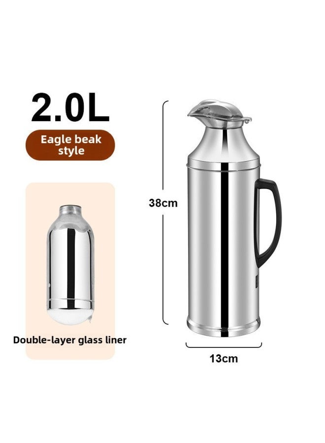 Stainless Steel Thermos Household Student Thermos Bottle Thermos Commercial Restaurant Hotel Large Capacity Thermos Bottle Thermos-Color:2.1l (5 Lbs) Duckbill Steel Natural Color-Capacity:[wu Nian Warranty, High-end Anti-fingerprint] - Image 1