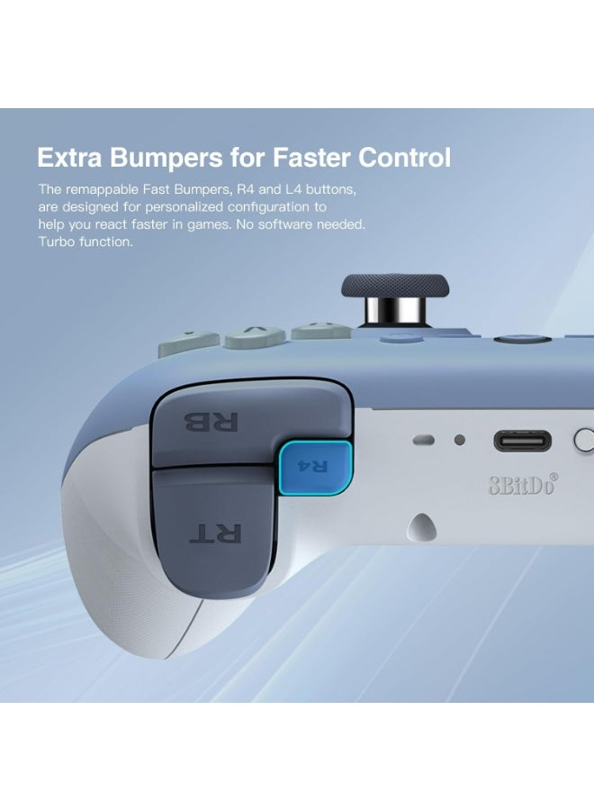 8Bitdo Ultimate 2C Wireless Controller for Windows PC and Android, with 1000Hz Polling Rate, Hall Effect Joysticks and Hall Triggers, and Remappable L4/R4 Bumpers (Dark Blue) - Image 3