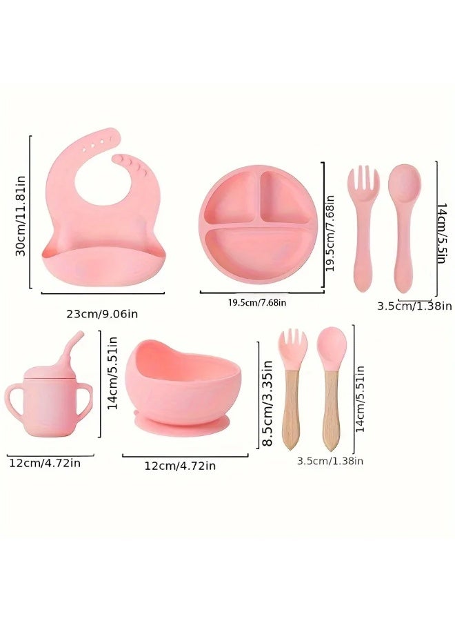 شيكو طقم أدوات تغذية الأطفال من السيليكون (5 قطع) - آمن غذائياً وخالٍ من BPA - يشمل طبق مقسم، وعاء شفط، كوب، وملعقة وشوكة - لون وردي جذاب - Image 5