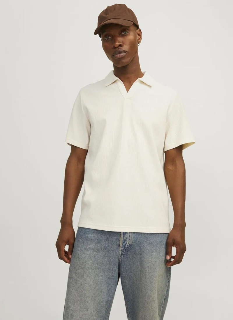 JACK & JONES Jorbrooklyn Plisse Split Neck Essential Polo