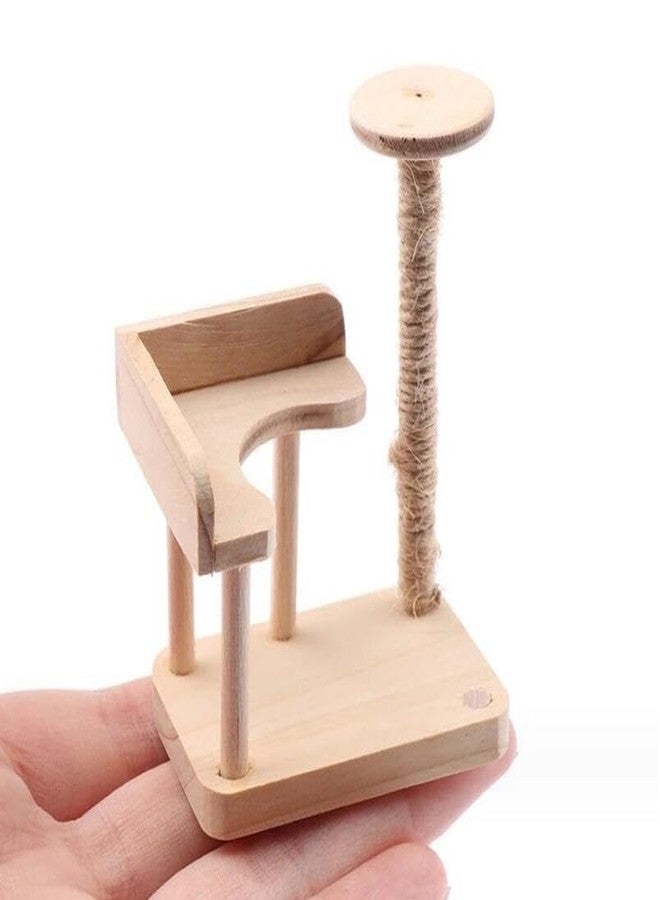 EatingBiting 1:12 Scale 1/12 mini Furniture minihouse Miniature Cat Climbing Frame Miniature Cat Tree Farm Animals for Cat Tower Home Furniture Miniature Tower Wooden Cat mini House Birch - Image 1