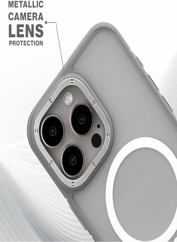 Maxwell Electronics - Maxwell Armor Soft Matte Compatible with MagSafe Case for iPhone 15 Pro - Full Protection, Drop-Proof Design, Metallic Lens Protection - Compatible with Magsafe (Gray) - Image 1