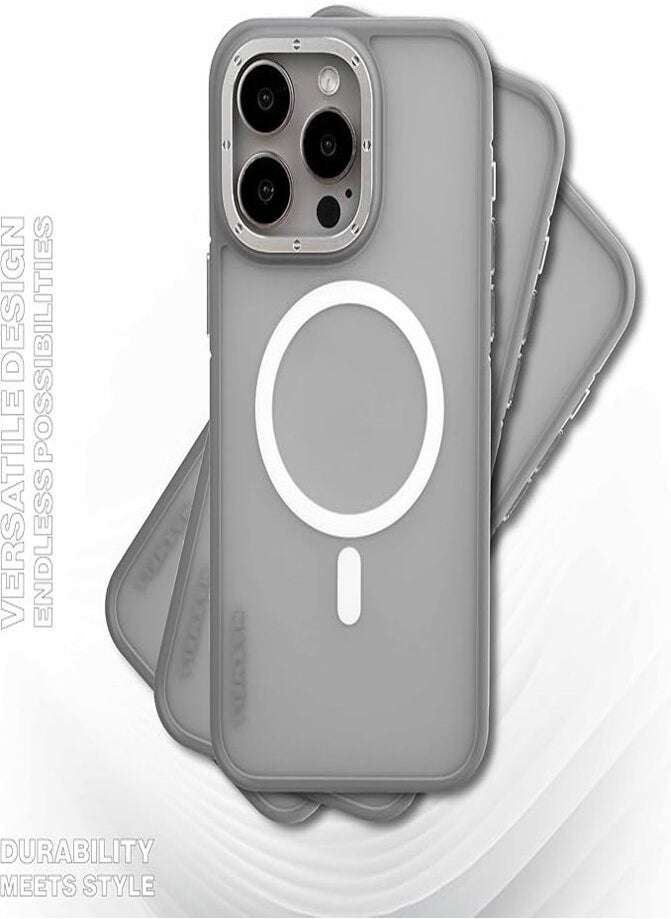 Maxwell Electronics - Maxwell Armor Soft Matte Compatible with MagSafe Case for iPhone 15 Pro - Full Protection, Drop-Proof Design, Metallic Lens Protection - Compatible with Magsafe (Gray) - Image 1
