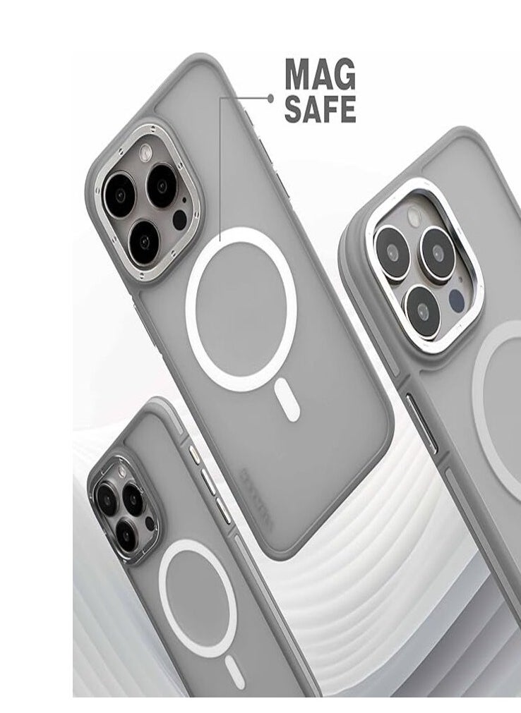 Maxwell Electronics - Maxwell Armor Soft Matte Compatible with MagSafe Case for iPhone 15 Pro - Full Protection, Drop-Proof Design, Metallic Lens Protection - Compatible with Magsafe (Gray) - Image 1