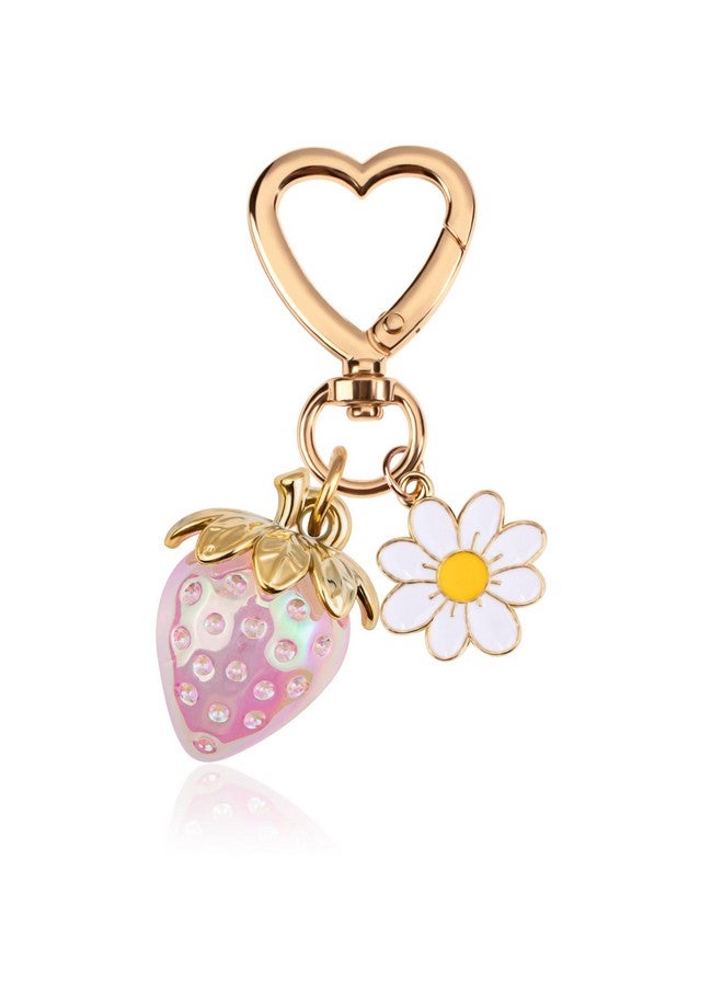 Wikavanli حافظة مفاتيح فراولة كيوت من ويكافانلي، سحر حقيبة، مفاتيح قلب زهور ديفي، إكسسوارات ديكور للنساء والفتيات، وردي، S - Image 1