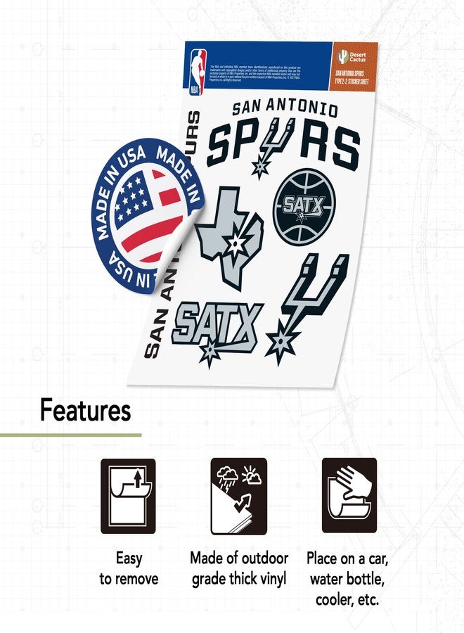 Desert Cactus San Antonio Spurs NBA Officially Licensed Sticker Vinyl Decal Laptop Water Bottle Car Scrapbook (Type 2) - Image 4