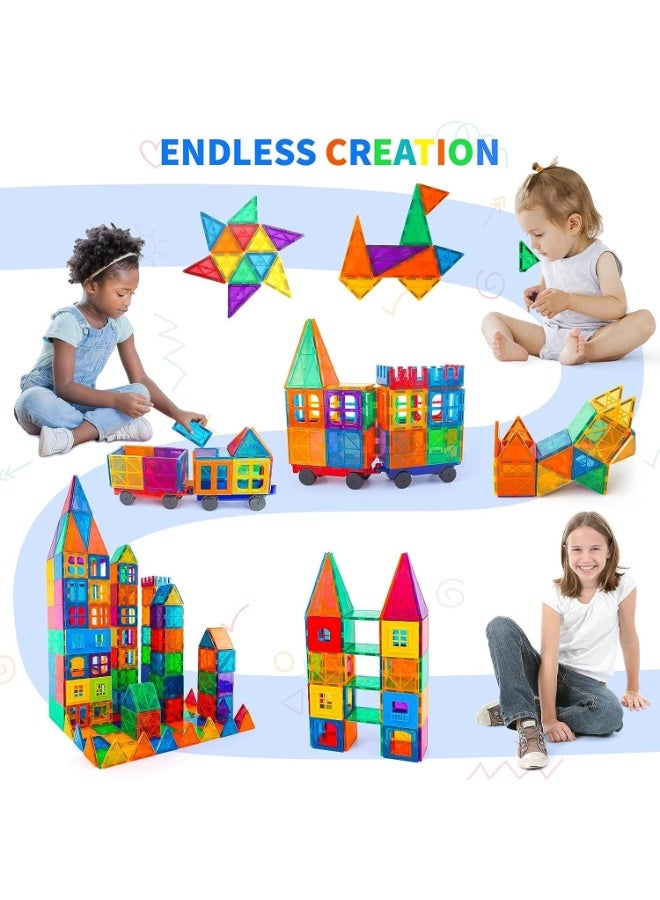 Magnetic Blocks Building Tiles – 70 Pieces Magnet Construction Set STEM Toy for Toddlers & Kids - Image 1