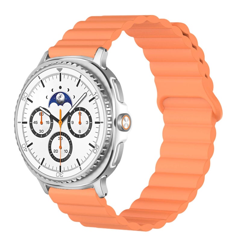 AD سوار ساعة ذكية رياضي من السيليكون متوافق مع Samsung Galaxy Watch 8 Classic بملاءمة قابلة للتعديل وحزام ناعم للاستبدال اليومي باللون برتقالي قابل للتعديل - Image 1