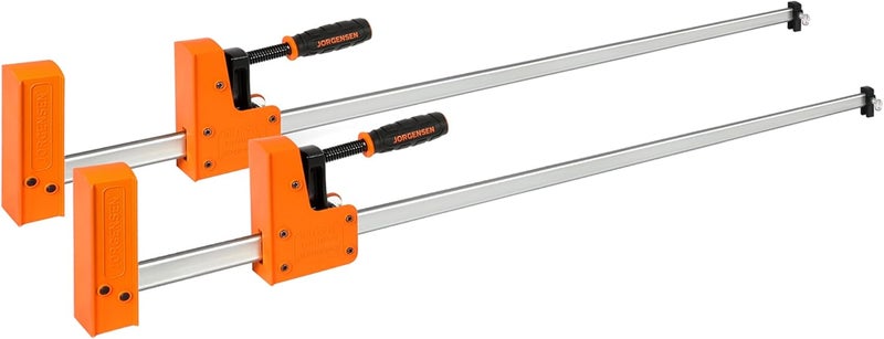 Jorgensen 48-inch Bar Clamps, 90°Cabinet Master Parallel Jaw Bar Clamp Set, 2-pack - Image 1