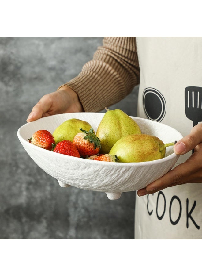 Ceramic Fruit Bowl, 10 Inch White Oval Decorative Bowl with Four-Leg Base - Image 5