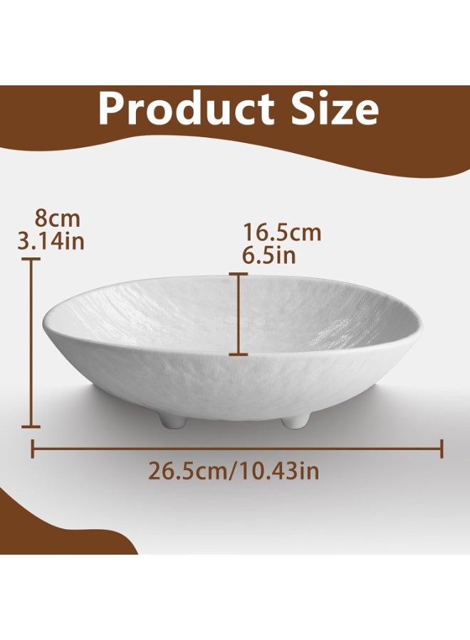 Ceramic Fruit Bowl, 10 Inch White Oval Decorative Bowl with Four-Leg Base - Image 2