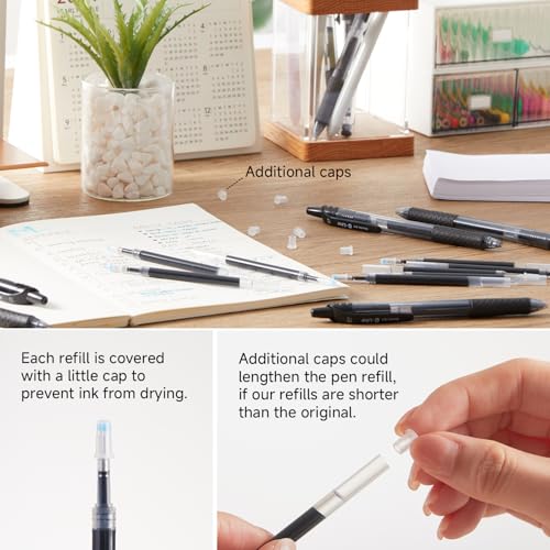 Shuttle Art Retractable Gel Pen Refills, Shuttle Art 30 Pack Black Rollerball Gel Ink Pens Refills, Bulk Set, 0.7mm Fine Point for Writing Journaling Taking Notes School Office Home - Image 2