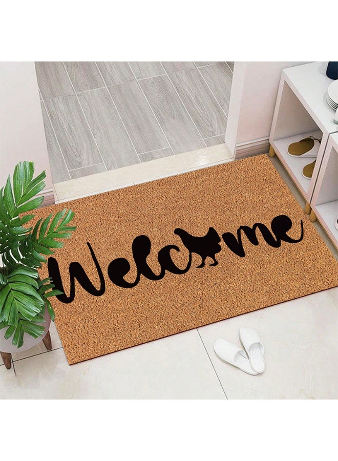 آنا سجادة مدخل عملية مقاومة للتلوث بمقاس 40*60 سم بعبارة "مرحبا" - Image 1