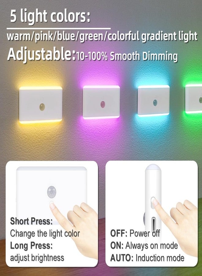 BLE Rechargeable Led Night Light,4 Pack Dimmable Color Changing Stair Lights Indoor,Motion Sensor Light Indoor,RGB Nightlights for Hallway,Bedroom, Kids Room, Kitchen, Stairway,Bathroom,Toilet - Image 3