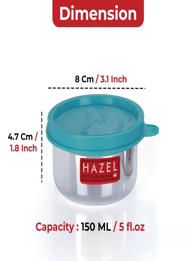 HAZEL Air Tight Containers For Storage | Stainless Steel Storage Containers For Kitchen Airtight | Container For Kitchen Storage Set Of 4, 150 Ml Each, Silver - Image 3