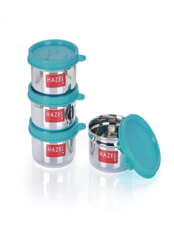 HAZEL Air Tight Containers For Storage | Stainless Steel Storage Containers For Kitchen Airtight | Container For Kitchen Storage Set Of 4, 150 Ml Each, Silver - Image 1