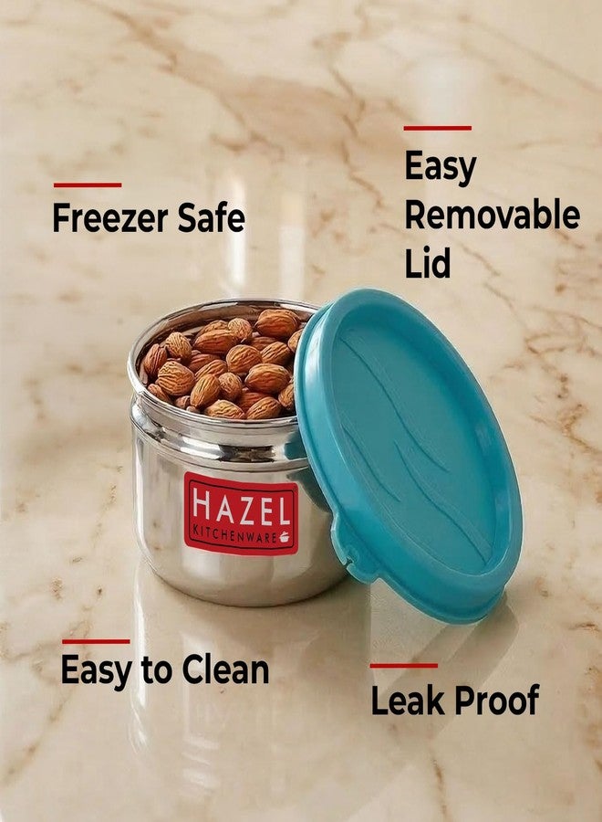 HAZEL Air Tight Containers For Storage | Stainless Steel Storage Containers For Kitchen Airtight | Container For Kitchen Storage Set Of 4, 150 Ml Each, Silver - Image 4