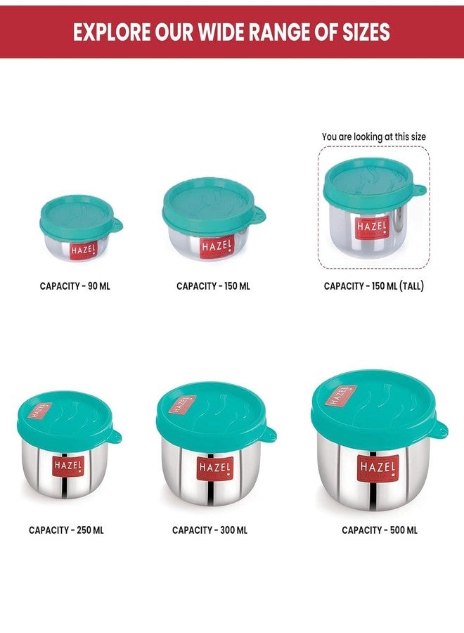 HAZEL Air Tight Containers For Storage | Stainless Steel Storage Containers For Kitchen Airtight | Container For Kitchen Storage Set Of 4, 150 Ml Each, Silver - Image 5