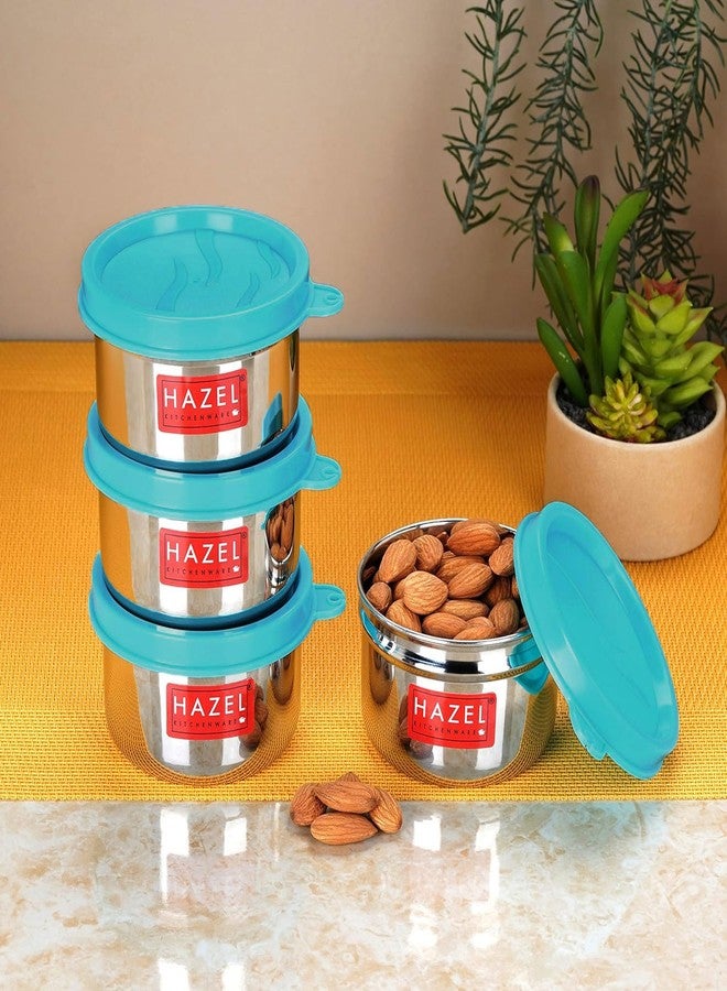 HAZEL Air Tight Containers For Storage | Stainless Steel Storage Containers For Kitchen Airtight | Container For Kitchen Storage Set Of 4, 150 Ml Each, Silver - Image 2