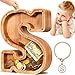 SummiDate Wooden Letter Piggy Bank for Kids Piggy Bank for Boys Girls Toddler Alphabet S Money Bank Personalized Initial Wood Coin Bank Birthday for Kids S - Image 4