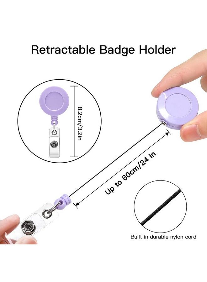 Soleebee 1 Pack Nurse Badge Reel 24'' Retractable Badge Holder With 360° Swivel Alligator Clip Solid Color Id Badge Holder For Nurse Doctor Teachers Students Badge Reel (Purple) - Image 3