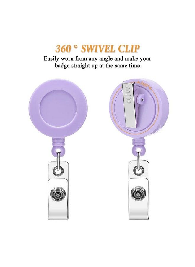 Soleebee 1 Pack Nurse Badge Reel 24'' Retractable Badge Holder With 360° Swivel Alligator Clip Solid Color Id Badge Holder For Nurse Doctor Teachers Students Badge Reel (Purple) - Image 4