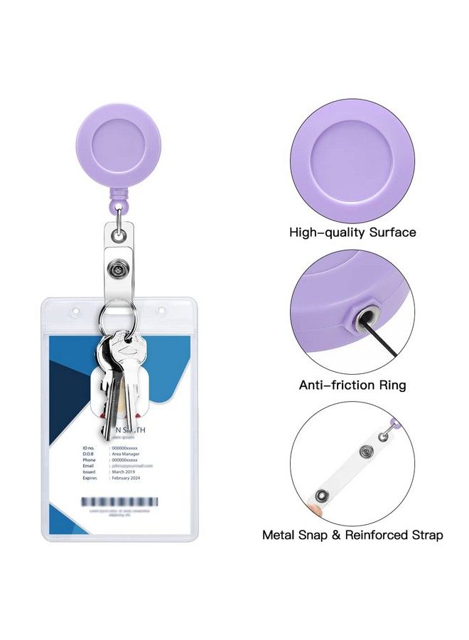 Soleebee 1 Pack Nurse Badge Reel 24'' Retractable Badge Holder With 360° Swivel Alligator Clip Solid Color Id Badge Holder For Nurse Doctor Teachers Students Badge Reel (Purple) - Image 5