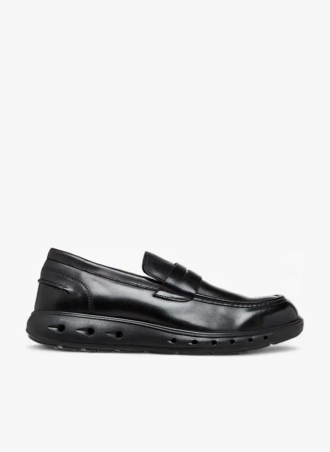 Men Solid Slip-On Leather Loafers