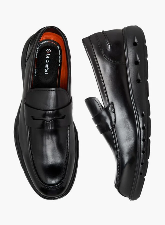 Le Confort BLACK Men Solid Slip-On Leather Loafers for Men | Best Price UAE