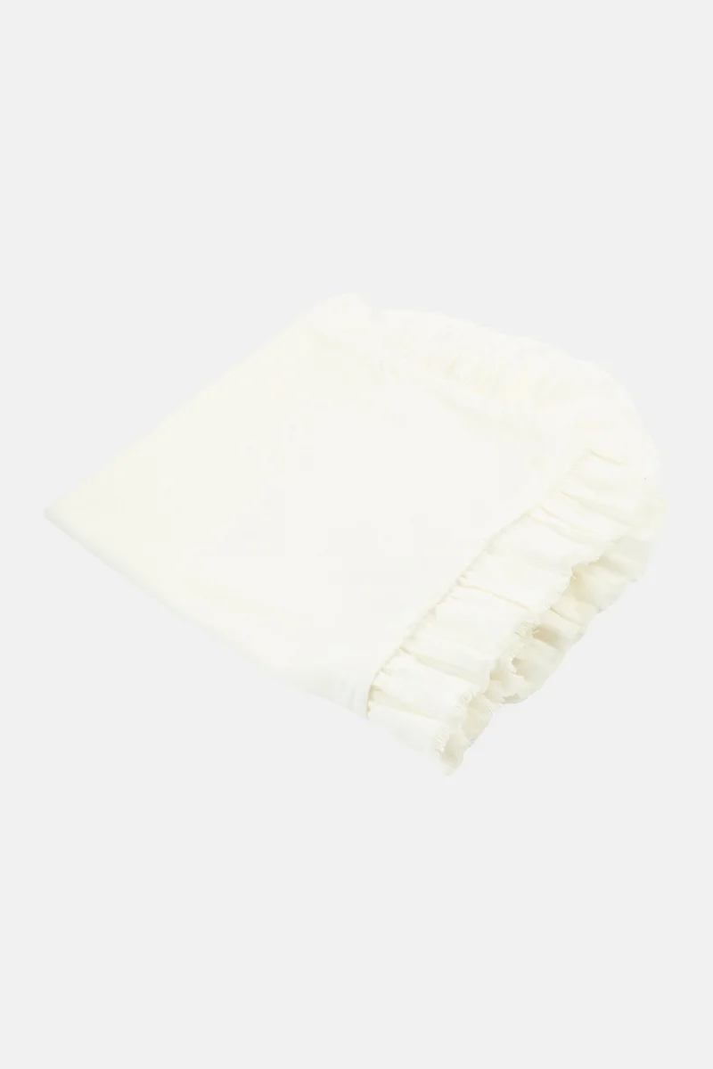 موي موتشو غطاء وسادة سادة بكشكشة، أبيض