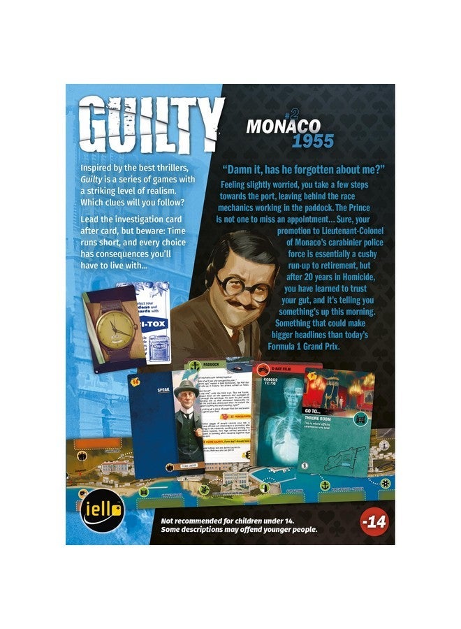 IELLO: Guilty: Monaco 1955 - Cooperative Deduction Game, Murder Mystery Investigation, Realistic Details, Ages 14+, 1-99 Players, 180-240 Minutes - Image 2