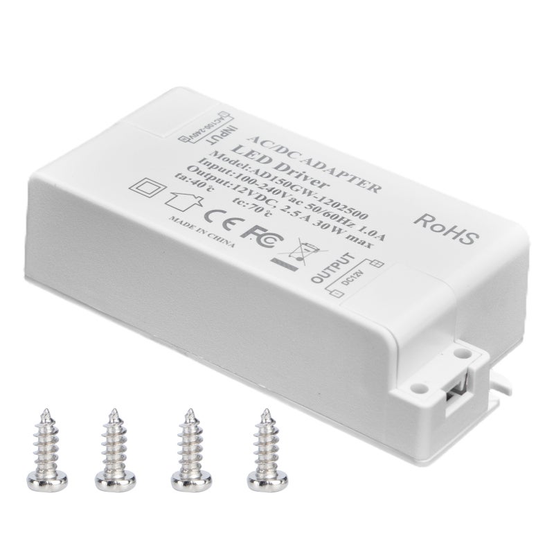12V LED Driver: Flicker Free Waterproof 12V Power Supply - Overcurrent Short Circuit Protection LED Transformer for Bedroom Kitchen Bathroom Office Wet Dry Locations - Image 1