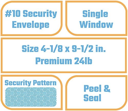 Office Deed 500#10 Envelopes SELF SEAL Business Envelope Single Window Design, Security Tint Pattern for Secure Mailing, Invoices, Statements & Legal Document, 4-1/8 x 9-1/2 Inches - Image 5