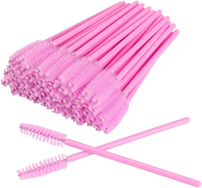 50 Pieces Disposable Eyelash Brushes Mascara Wands Eyelash Eyebrow Applicator Cosmetic Makeup Brush Tool Kits Pink