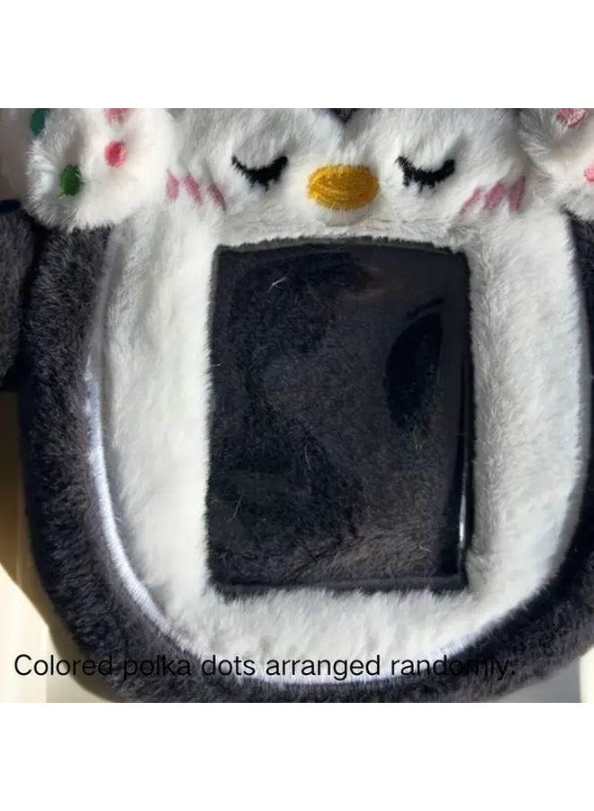 Cute Penguin Plush ID Card Holder With Transparent Window Black And White - Image 5