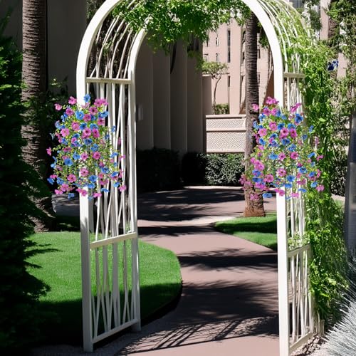 ZFProcess Artificial Hanging Flowers for Outdoors Spring Summer Decoration, 2PCS Silk Fake Daisy Realistic Outdoor Flowers UV Resistant Porch Patio Window Yard Decor(Purple Blue) - Image 4